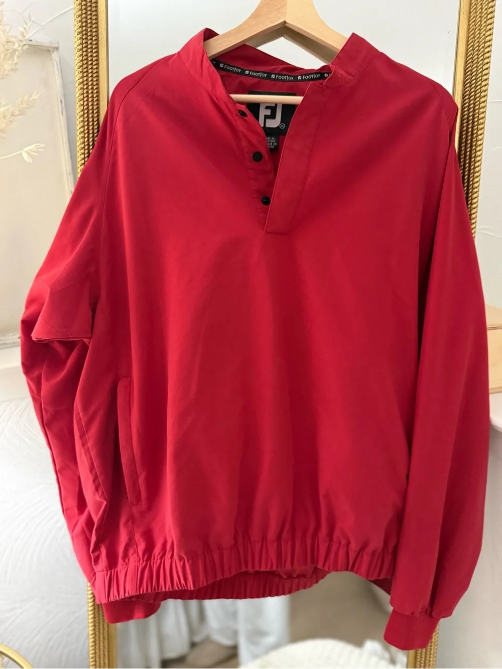 FootJoy Red Golf Jacket with Black Logo Trim